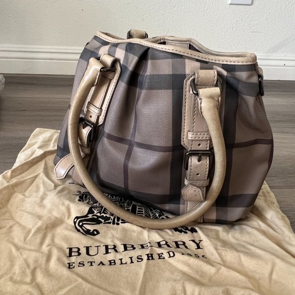 Leather Totebag | Burberry Beige Smoke Check PVC and Leather Northfield Tote - Picture 3 of 3